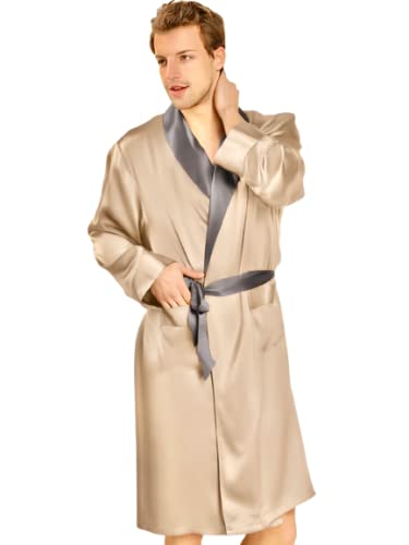 Men Satin Beige Robe