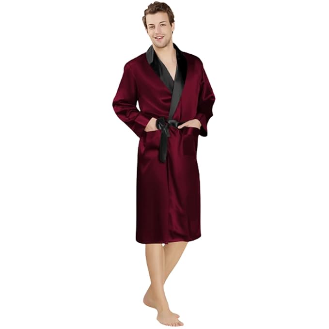 Men | Dressing Gown | Double Belt Closure | Contrast Collar