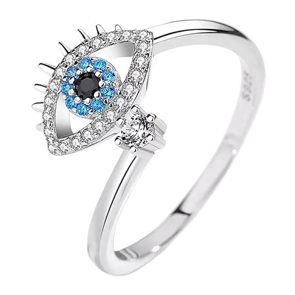 Tarnish Cute Evil Eye Finger Ring for Women | Adjustable Fancy Jewellery Design