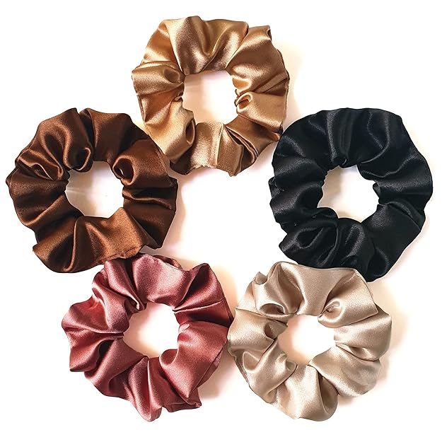 Luxury Satin Scrunchies Set for Women, Girls | Anti-Hair-Breakage Hair Ties
