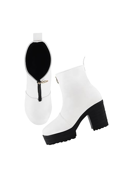 Latest and Stylish Stunning Block Heel Extra Cushion Inner Sole Boots with Zip Look for Womens and Girls