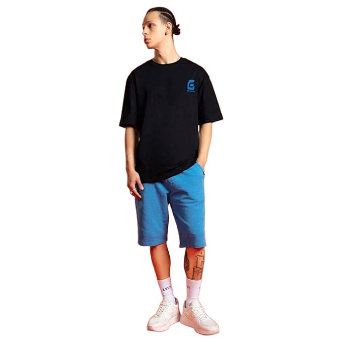 Gundam Attack Mode Graphic Print Black Round Neck Half Sleeve Loose Fit T-Shirt
