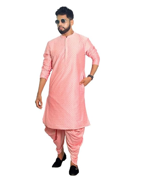 Men's Silk Blend Printed Kurta Dhoti Set