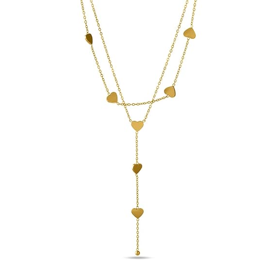 18k Gold Plated Two-Layered Heart Charm Necklace for Women - Gift for Girls & Women |