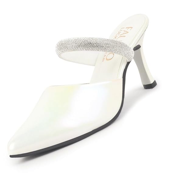 Women Pointed Toe Stiletto Heel Rhinestone Strap Party Shoe Style Sandals | Soft Padded Insole | Western Dress Slip On