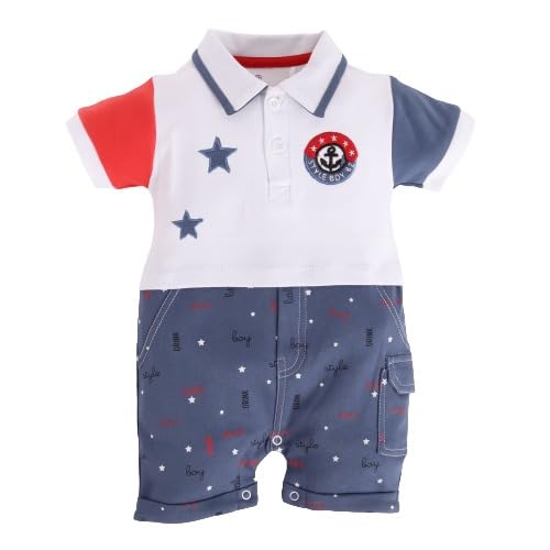 Half Sleeves Baby Romper| 100% Cotton Rompers for New Born Baby| Baby Dress | Onesies| 3-6M| NAVY| Infant Clothes