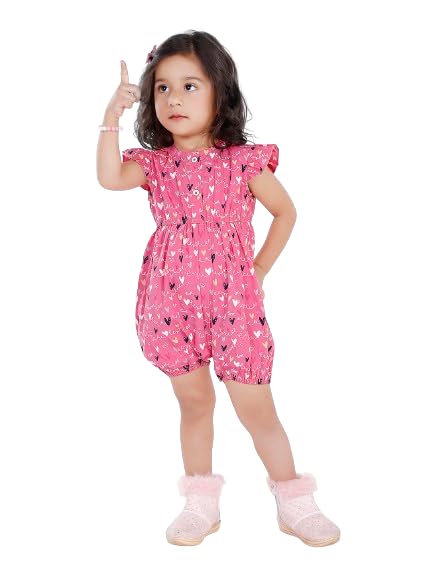 Half Sleeve Jumpsuit for Girls Stylish Western Dress_Heart Print