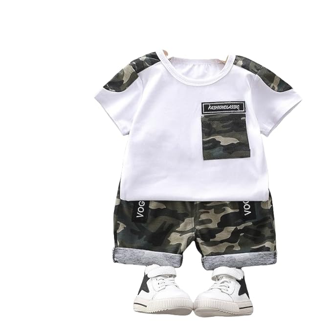 Baby Boys Cotton Printed T-Shirt with Shorts in Baby Clothing Set
