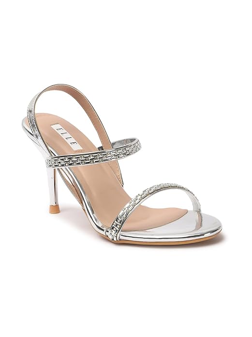 Women sling back Stiletto Heels sandal with Shimmer Detail