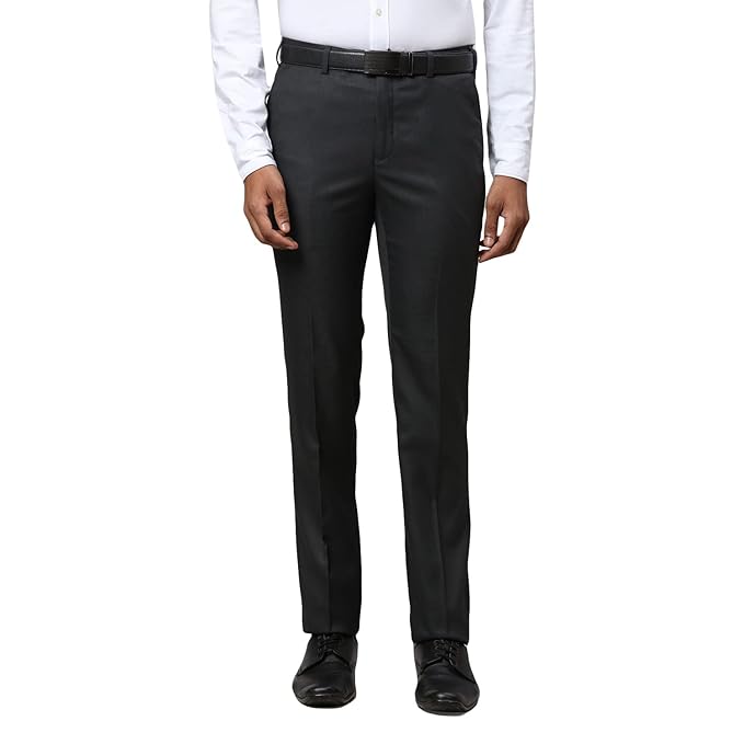 Men's Slim Fit Mid Rise Polyviscose Blend Structure Pattern Flat Front Formal Trouser