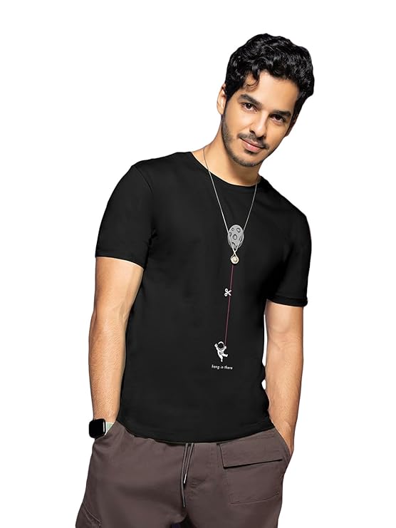 Men's Graphic Printed 100% Cotton T-Shirt - Regular Fit, Round Neck, Half Sleeves