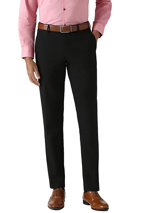 Men Mid Rise Slim Fit Flat Front Trouser