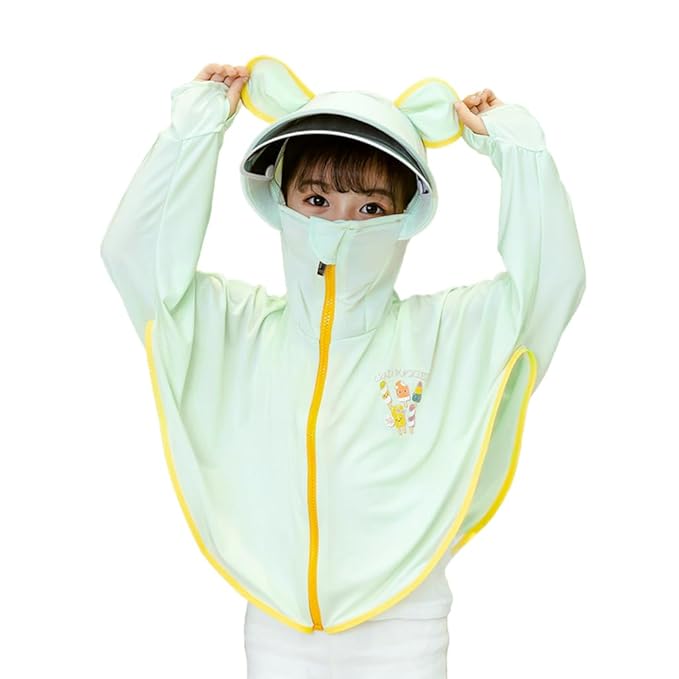 Sun Protection Jacket For Girls, UPF 50+ Sunscreen Jacket For Kids Cute Cartoon Summer Uv Sun Protection Hoodie Jacket