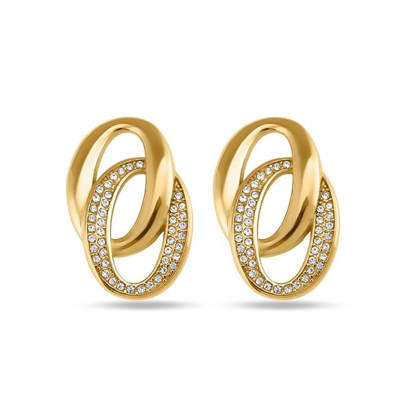Elegant Interlinked Stud Earrings for Women - Gold Plated, Waterproof & Anti Tarnish Earrings | Gift For Women & Girls |