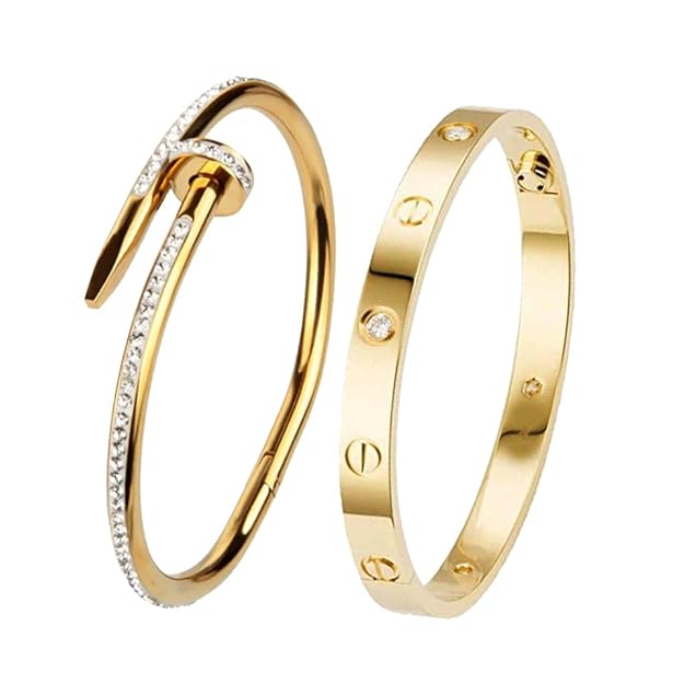 bracelet for women Bangles for women Anti Tarnish Stylish Adjustable Bracelet for girls rose gold Kada for Women Accessories Anti Tarnish Jewellery Stainless Steel Cuff Bracelet gifts Combo