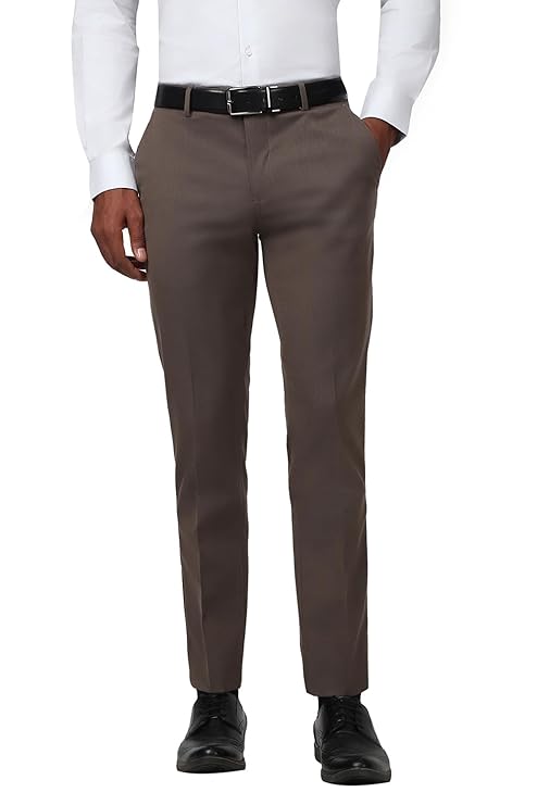 Men Mid Rise Slim Fit Premium Flat Front Trouser