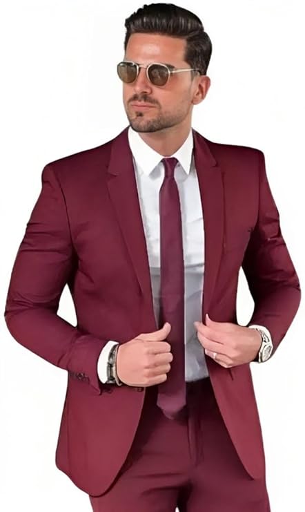 Men's Formal Maroon, Single Breasted Blazer, Business Casual Style
