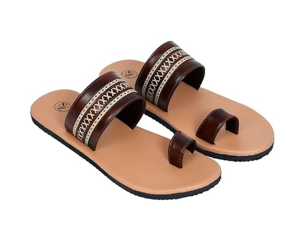 Men's Handmade Leather Kolhapuri Chappal | Ethnic Toe-Ring Flat Sandals