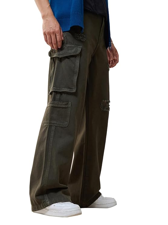 Men's Mid Rise 100% Cotton Solid Straight Fit Jeans