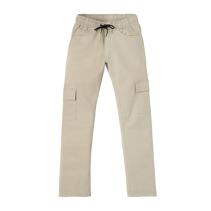 Boy's Regular Fit Cargo Jogger Chino Pant with 6 Pockets Stretchable