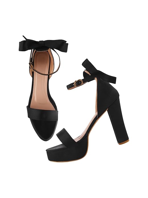 Women's Knotco Fashion Block Heel Sandals with Ankle Buckle Strap|Fusion Wear
