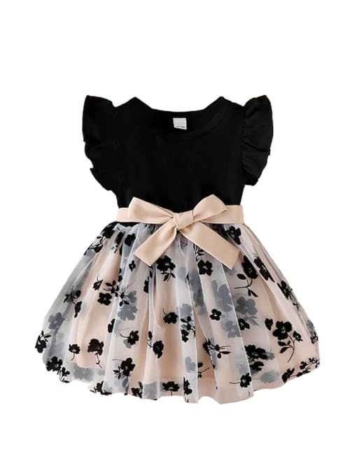Baby-Girl's Net Fit and Flare Knee-Length Dress