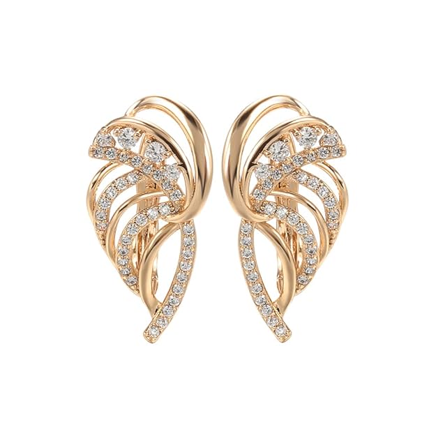 8k Rose Gold Plated Latest Stylish Copper Zircon Earrings for Women and Girls