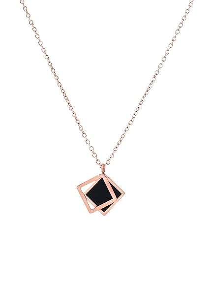 Chain Pendant for Women Western Style Gold-Plated Stainless Steel Square Chain Pendant Necklace For Women and Girls.