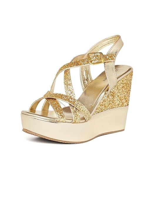 Women's Open Toe Fashion High Heel Buckled Closure Wedges Sandals