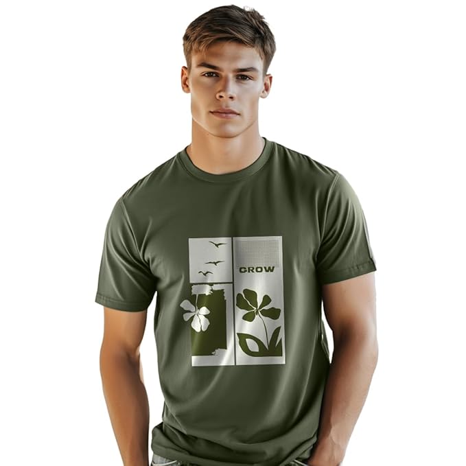 Men Cotton Graphic Printed Regular Fit T-Shirt