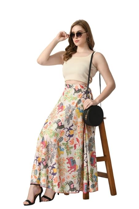 Long Skirts for Women Bohemian Style Animal Print Skirt|American Poly Spandex Casual Skirt for Girls|Summer Skirt|Huge Flare 39Inch Height (No Top Included)