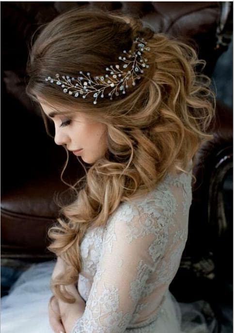Wedding Pearl With Crystal Beads Handmade Leaf Style Headband Hair Pins Clips Accessory Hair Vine Tiara Bun Juda Decoration Bridal