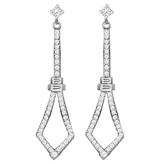 Silver Zircon Studded SpearDangling Earrings | Gifts for Girlfriend, Gifts for Women and Girls