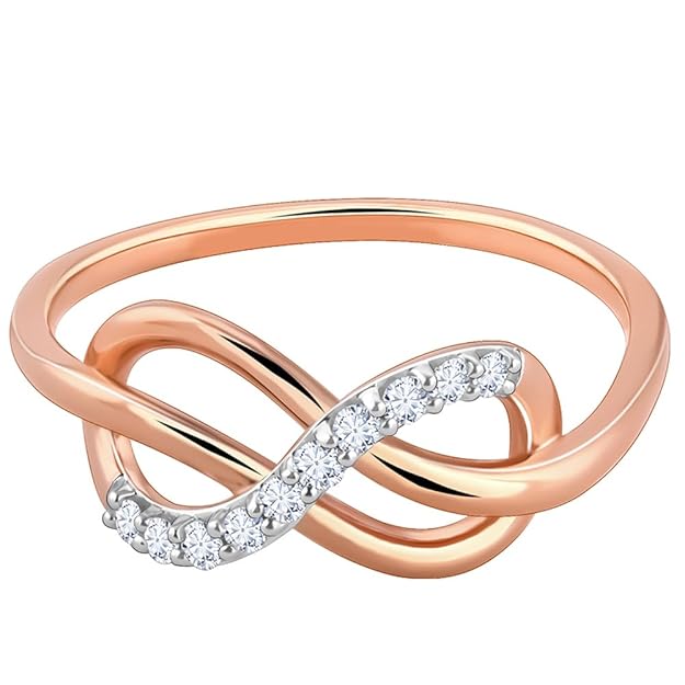 Rose Gold Eight Knot Diamond Ring,Fixed Size,Indian - 14| Gifts for Women | With Certificate of Authenticity and BIS-Hallmarked Gold Jewelry