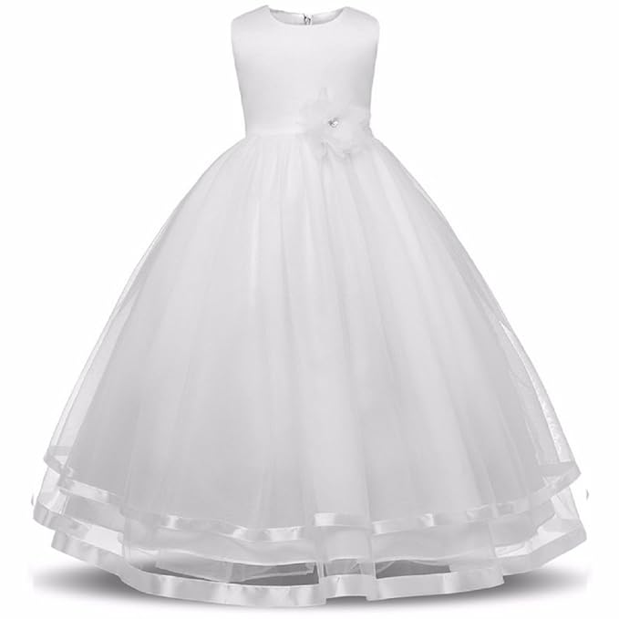 Baby Girls Gold Satin Round Nack Fit and Flare Long Maxi Dress (WLT-059_Kidswear)