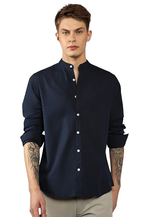 Men Cotton Lue | Solid | Button Down Collar | Full Sleeve | Relaxed Fit | Casual Shirt