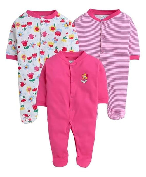 100% Cotton full body Rompers Full Sleeve Sleepsuits, night Suits, jumpsuit For Baby Boys & Girls Baby Rompers Infant Clothes (Pack of 3)
