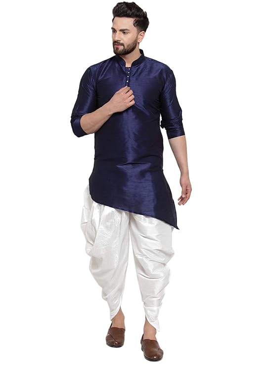 Men's Dupion Silk Dhoti Kurta Set.