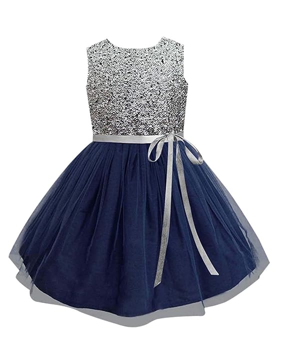 Girls Embelished Fit and Flare Knee Length Dress for Party and Special Occasions