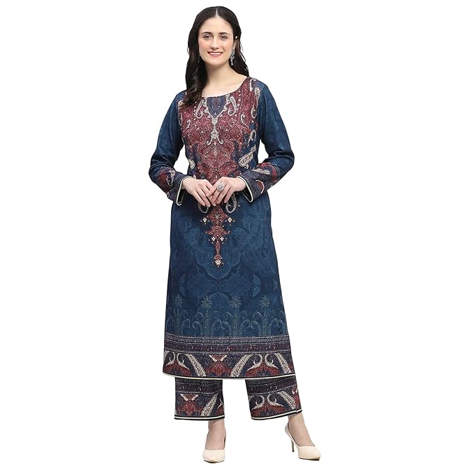 Women Printed Straight Winter wear Kurta Set