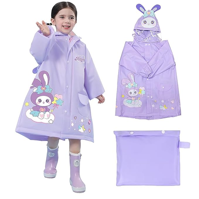 Girls with School Bag Rain Cover Starling Bunny Print Recommended Height 80-125cm