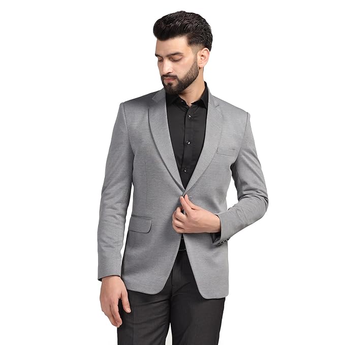 Men Blazer Lycra Fabric Slim Fit Single Breasted Blazer