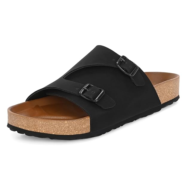Men's Cushion Sliders/Slippers | PU Padding on the Footbed | Bounce Back Technology | Comfortable & LightWeight |