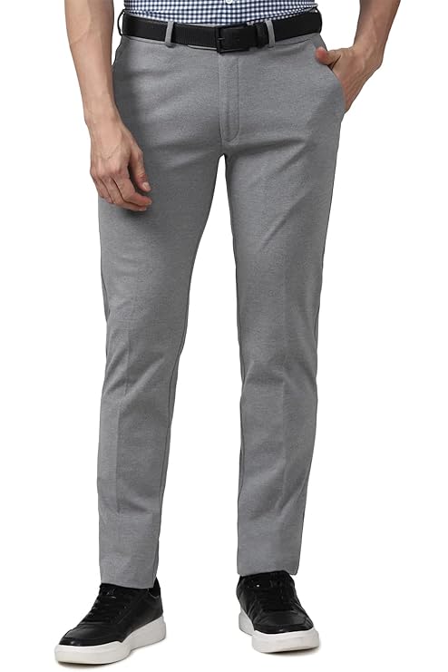 Men's Slim Fit Mid Rise Formal Stretchable Knit Super Trouser | Comfort Lycra | 360-Degree Stretch