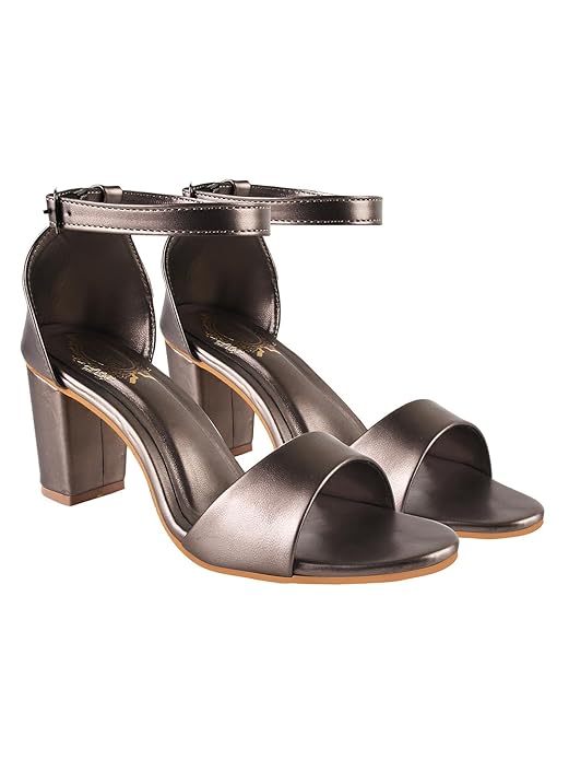 Shoetopia Stylish Ankle Strap Block Heeled Sandals for Women & Girls