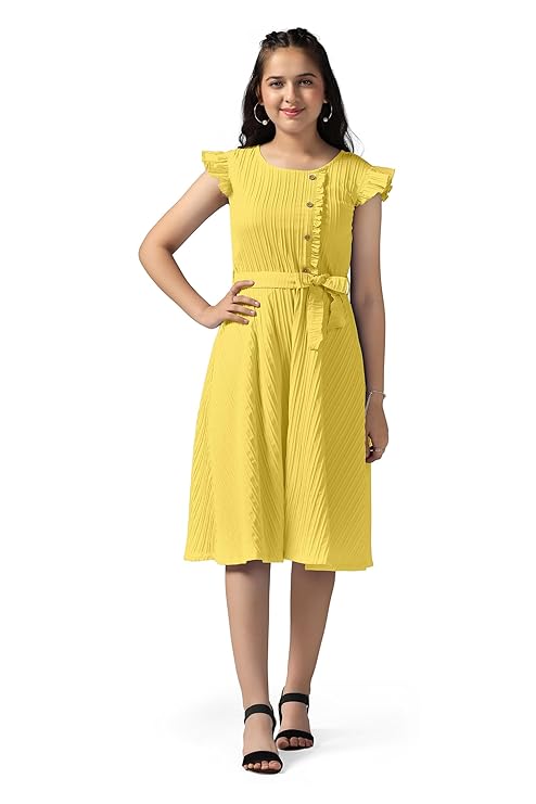 Girls Solid Knee Length Dress|Girl Dress|Kids Dress|Modern Dress for Girls|Girls Clothing|Frocks for Girls|Western Dresses for Kids