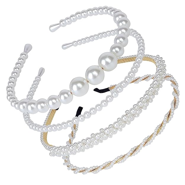 4 Pcs Headbands Stylish Pearl Hairbands Hair Accessories Hair Bands for Women Girls