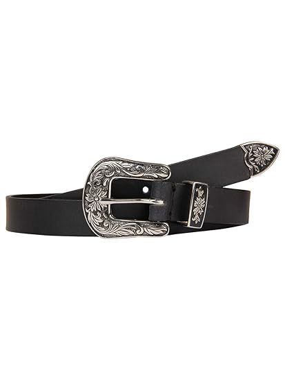 Leather Studded Western Design Cowboy Black Casual Women's Belt