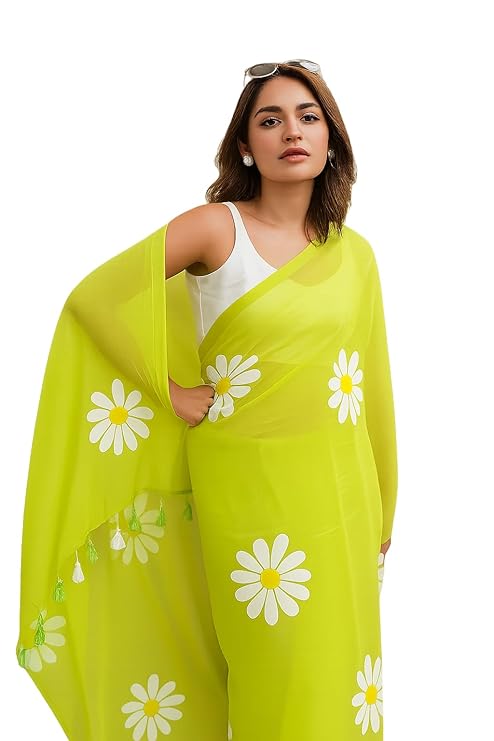 Organza Daisy Print Saree