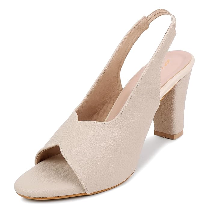 Ankle Strap Pointed Toe Block Heel Pumps Sandals For Women| Fashionable Sandals, Office, Party and Formal Occasions | Light weight, Soft Footbed, Comfortable & Stylish -